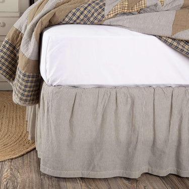 Dakota Star Farmhouse Blue Ticking Stripe Bed Skirts VHC Brands - The Fox Decor